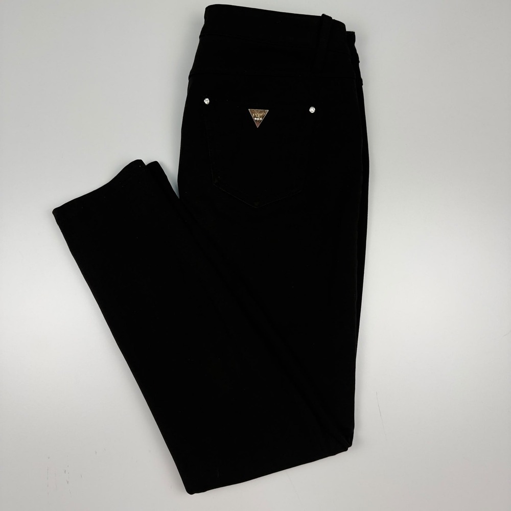 R-ping Jeans Skinny Pants Women Size 32 Black Rhinestone Accents Stretch Cotton